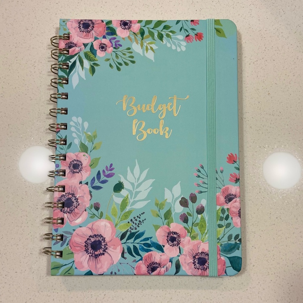 Floral Budget Book with Pink and Green Design